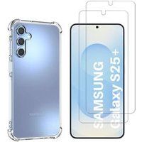 Phonillico® Schokbestendig hoesje voor Samsung Galaxy S25 PLUS en 2 gehard glas schermbeschermingsfolie