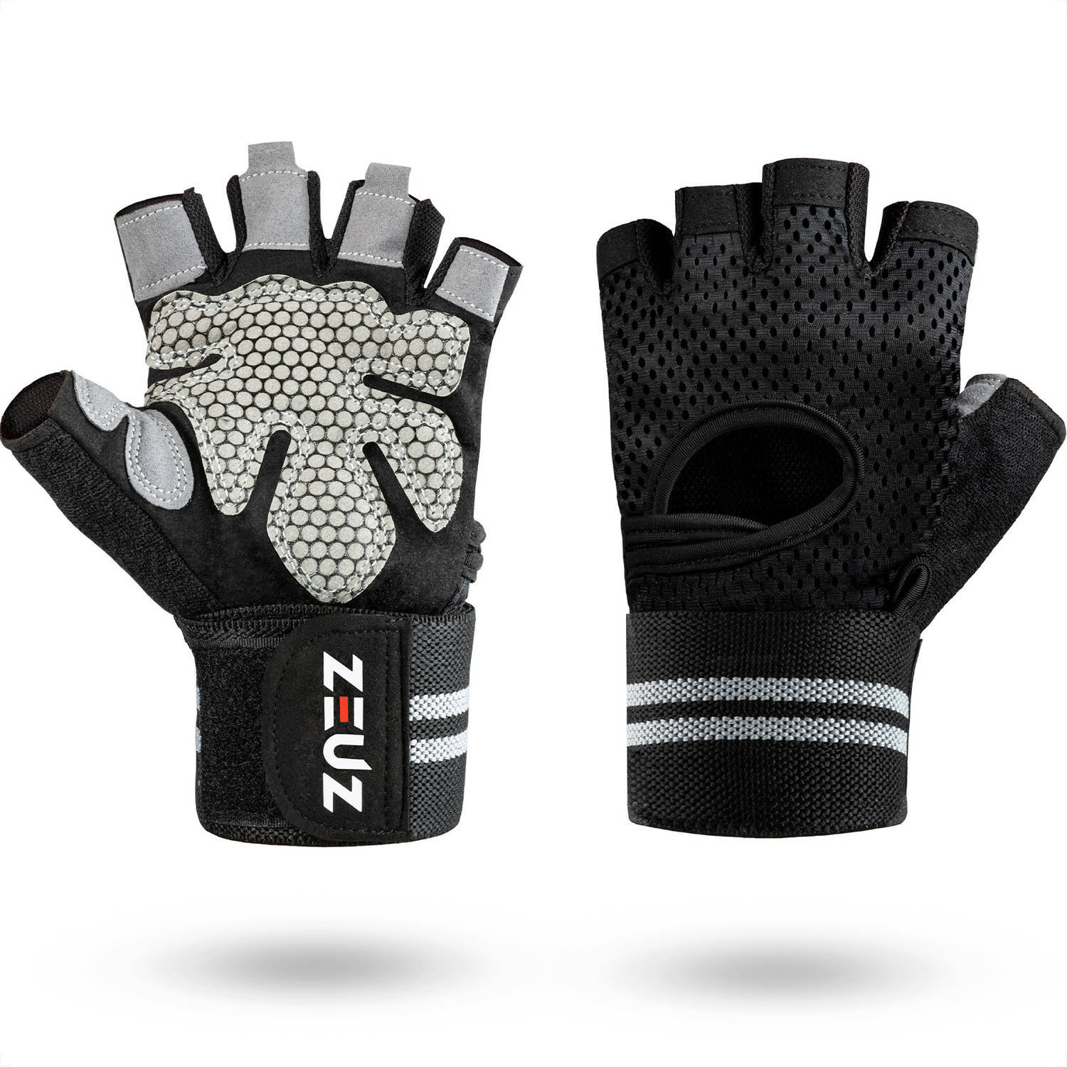 ZEUZ zeuz® sport & fitness handschoenen heren & dames - krachttraining - crossfit - grijs & zwart - maat m