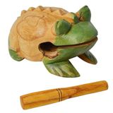 A-Star Handgemaakte Houten Kikker Guiro Schraper Toonblok, 12cm met klopper