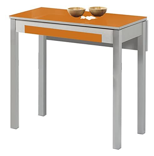 ASTIMESA Keukentafel, metaal, oranje, 80 x 40 cm, uitgeschoven 80 x 60 cm