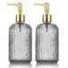 KOOSREEL 2 Pack Veelzijdige Glazen Zeep, 17oz Dripless Pomp Fles, Hervulbare Vloeibare Hand Jar Dispenser voor Badkamer, Aanrecht, Keuken, Wasruimte-Grijs, 17oz