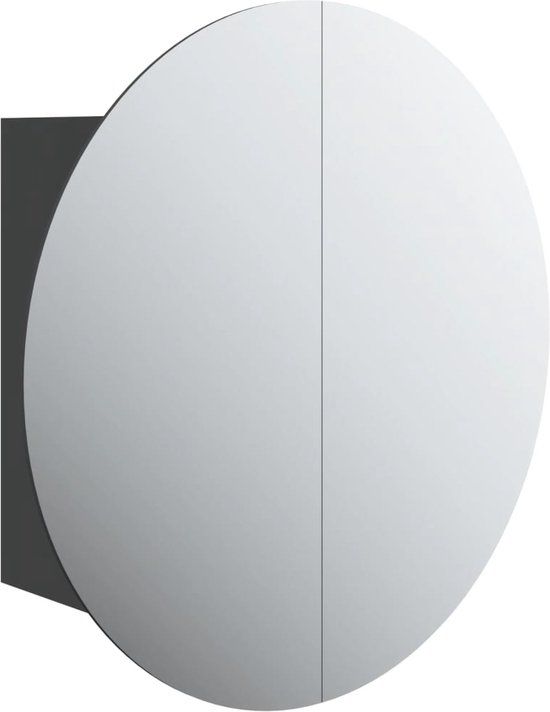 vidaXL Badkamerkast - met - ronde - spiegel - en - LED - 47x47x17,5 - cm - zwart