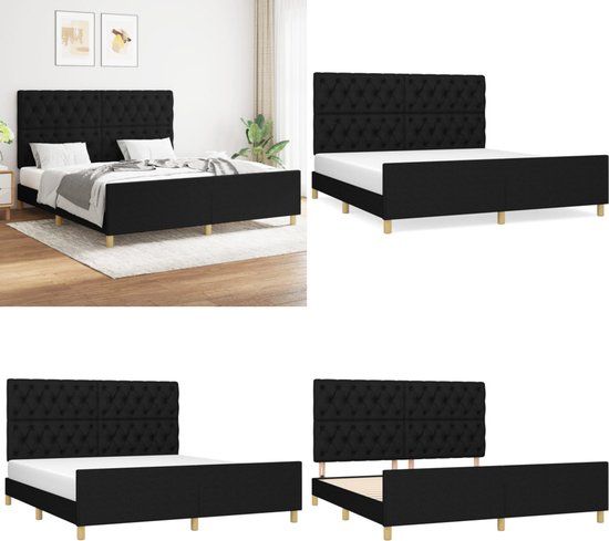 vidaXL Bedframe zonder matras stof zwart 160x200 cm