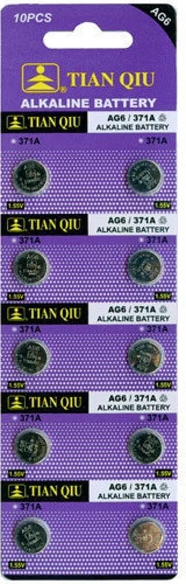 E&T Strip 10 Stuks AG6 Batterijen ( Deze batterij is ook wel bekend onder de naam 171, 280-31, 370, 371, 371A, 371B, 371L, 605, 1171SO, 1188SO, CX69, D370, D371, GP71, GP371, LR69, LR920, SP371, SR69, SR920SW, LR920, LR920W