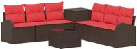 vidaXL Bankstel 2 zitplaatsen Bruin en rood Polyrattan en Staal
