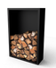 Merkloos Geroba Beltza zwarte Houtopslag met achterwand 1000 x 385 x 1500 mm