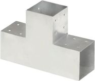 Merkloos Connecteur de poteau en T 101 mm - Pièce en T pour 3 Poutres en Bois (10x10 cm) - Métal zingué à chaud - Connecteur d'angle pour carport, auvent et pergola - Résistant à la rouille