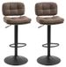 Ensemble vintage de 2 tabourets de bar - Pivotant et réglable en hauteur - Cadre en métal - Repose-pieds - Assise rembourrée en similicuir - Vert olive
