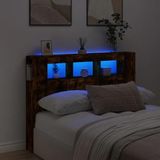 vidaXL Hoofdbord voor bed, met ledverlichting, gerookt eiken, 140 x 18,5 x 103,5 cm, van bewerkt hout