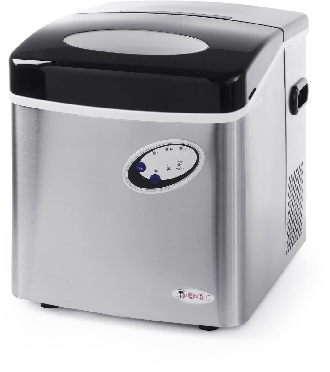 Hendi Kitchen Line 15 - IJsblokjesmachine - Zwart - RVS - 160W