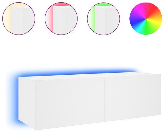 vidaXL Tv-wandmeubel met LED-verlichting, 100 x 35 x 31 cm, wit