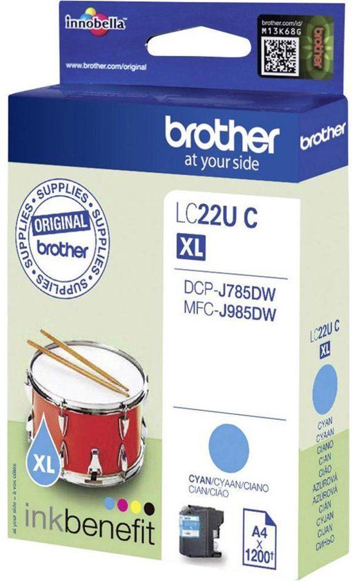 Brother LC-22UC Cyaan XL Inktcartridge - 1200 Pagina's - Origineel