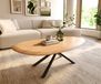 Sarity table basse Edge Ovale 140x75 cm Chêne Naturel Bord rond Métal Noir