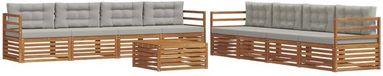 vidaXL - Bank loungeset - 8 zitplaatsen - Acacia hout - Naturel en lichtgrijs
