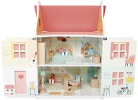 Janod - Mijn eerste poppenhuis van hout - 10 accessoires - poppenmeubels - magnetische deuren en afneembaar dak - FSC-houten speelgoed - vanaf 3 jaar