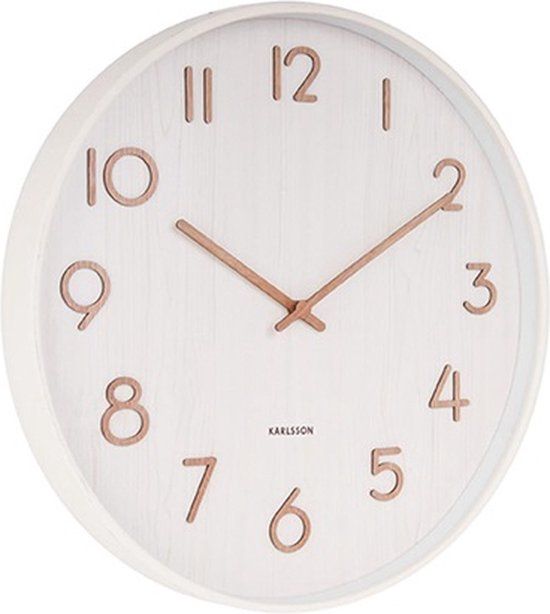 Karlsson Pure Wandklok - Wit Lindehout - Ø40cm