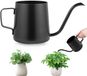 Sans marque 12 oz / 350 ml acier inoxydable pot d'arrosage de plantes petit arrosoir avec bec long pour plantes d'intérieur bonsaï jardin extérieur noir