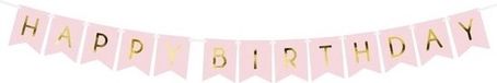 Merkloos / Sans marque Partydeco Verjaardags feest slinger - Happy Birthday - roze/goud - 1,75 meter - feest slinger
