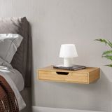 [en.casa] Wandplank set van 2 Bokn met lade bamboe 40x24x8 cm naturel