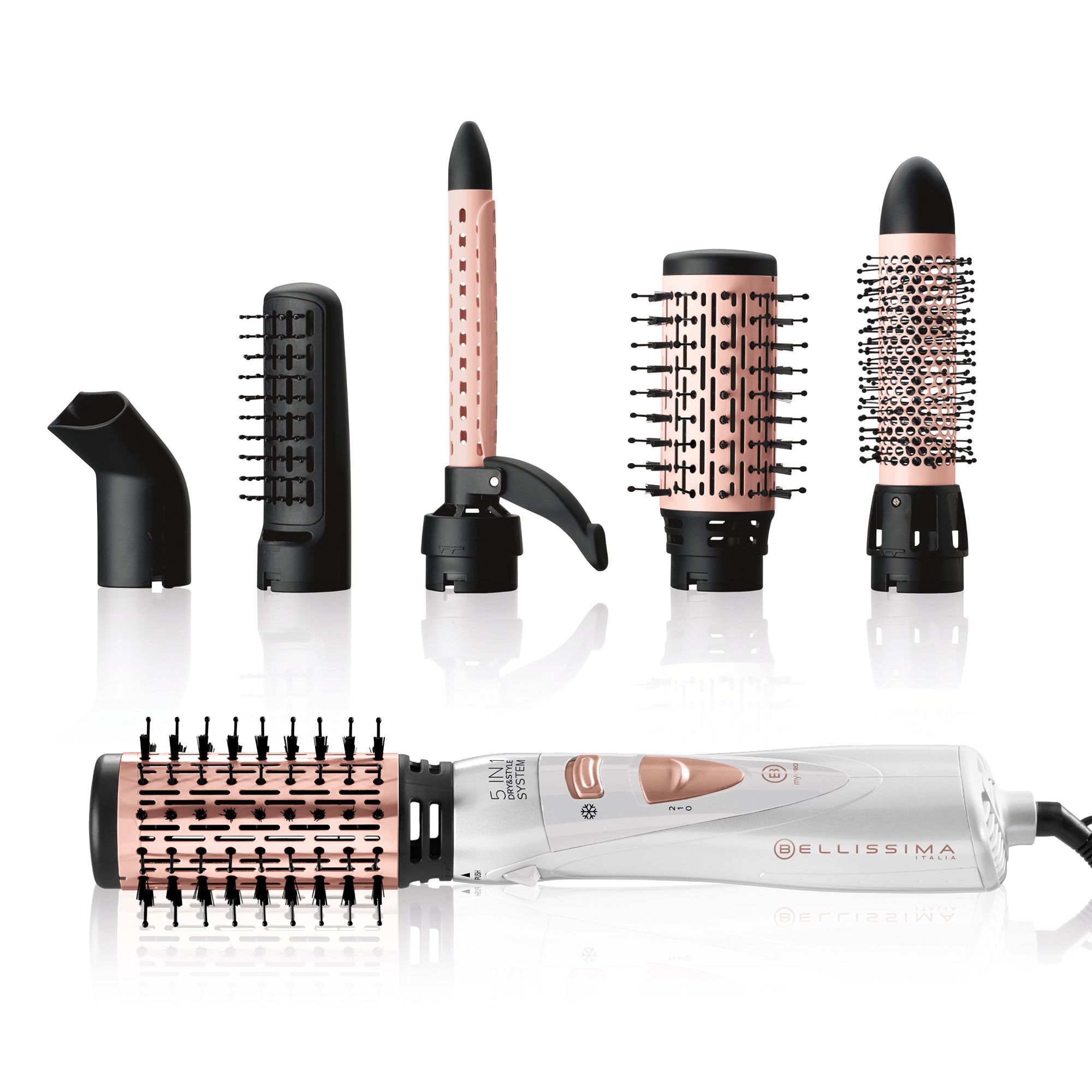 Bellissima GH18 1100 Hot Air Brush - 5-in-1 - Black, Rose Gold, White