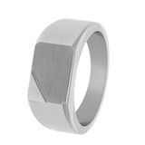 Lucardi Heren Ring mat/glans - Ring - Staal - Zilverkleurig