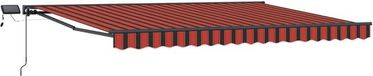 vidaXL Handmatige zonnetent met zonne-energie ledverlichting Oranje Polyester 450 cm