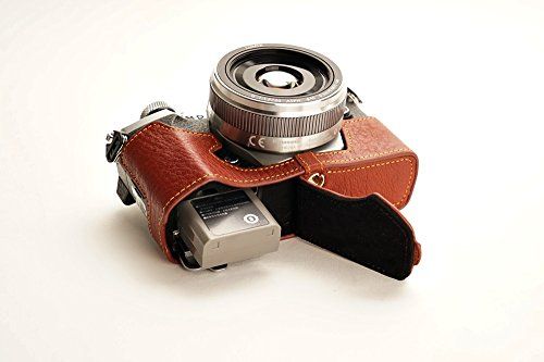 TP Handgemaakte Echt Lederen Halve Camera Case Cover voor Olympus OM-D E-M5 EM5 II M2 Bruin Onderste Opening Versie