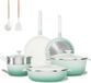 Set de casseroles et poêles sans marque, antiadhésif - 16 pièces, ustensiles de cuisine en céramique pour une cuisine saine, incluant poêles et casseroles