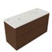 Saniclass Set meuble de salle de bain avec cadre en bois - 120x45x63cm - Plateau de lavabo en marbre Dia poli (blanc) - 2 trous de robinet - 2 tiroirs - Noyer mat pur (bois) SW1578610/SW728220