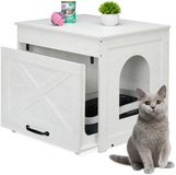 Relaxdays Kattenbak Omvouw met Lade en Krabvlak - Wit - 53,5x60x51,5 cm
