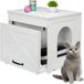 Relaxdays Kattenbak Omvouw met Lade en Krabvlak - Wit - 53,5x60x51,5 cm