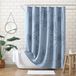 Peri Home Douchegordijn van 100% katoen voor badkamer, 183 x 182 cm, blauwe retro rol