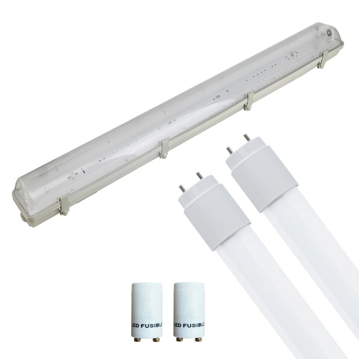 BES LED LED TL Armatuur met T8 Buis Incl. Starter - Aigi Hari - 150cm Dubbel - 44W - Helder/Koud Wit 6400K - Waterdicht IP65