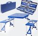 O'Camp Table de camping avec banc - Bleu - 85x60cm - Pliable