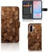 B2Ctelecom Étui style livre pour Samsung Galaxy A56 Wooden Cubes