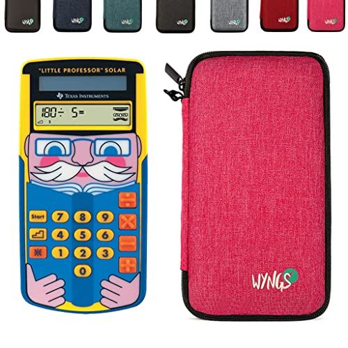 CALCUSO Voordeelpakket: TI Little Professor rekenmachine + WYNGS beschermhoes roze + geavanceerde garantie