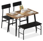 Groupe de repas 4 pièces - Ensemble de table à manger avec chaises et banc - Marron