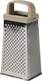 Urban Living Keuken hand rasp - 4-zijdig - groente rasp - zilver/taupe - 9 x 7 x 20 cm