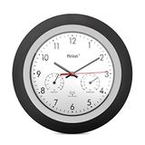 MEBUS Funk-Wanduhr mit Thermometer und Hygrometer/schwarzer Rahmen/weißes Zifferblatt / 29cm Durchmesser/Rund/Modell: 19449 / Farbe: Schwarz, Weiß