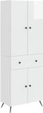 vidaXL - 4-zits loungeset - Hoogglans wit - Hout