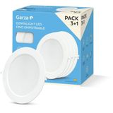 Garza - Set van 3+1 led-inbouwspots, rond, extra plat, 22 cm, 18 W, neutraal licht 4000 K, 1950 lm, 30.000 uur, IP20, wit