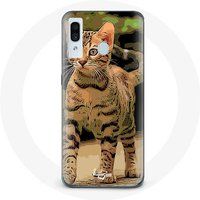 Maniacase Hoesje voor Samsung Galaxy A40 Bengaalse kat race kunst creatie