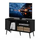 Furinno Claude Mid Century Style TV-standaard met houten poten, één kast twee planken, espresso