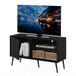 Furinno Claude Mid Century Style TV-standaard met houten poten, één kast twee planken, espresso