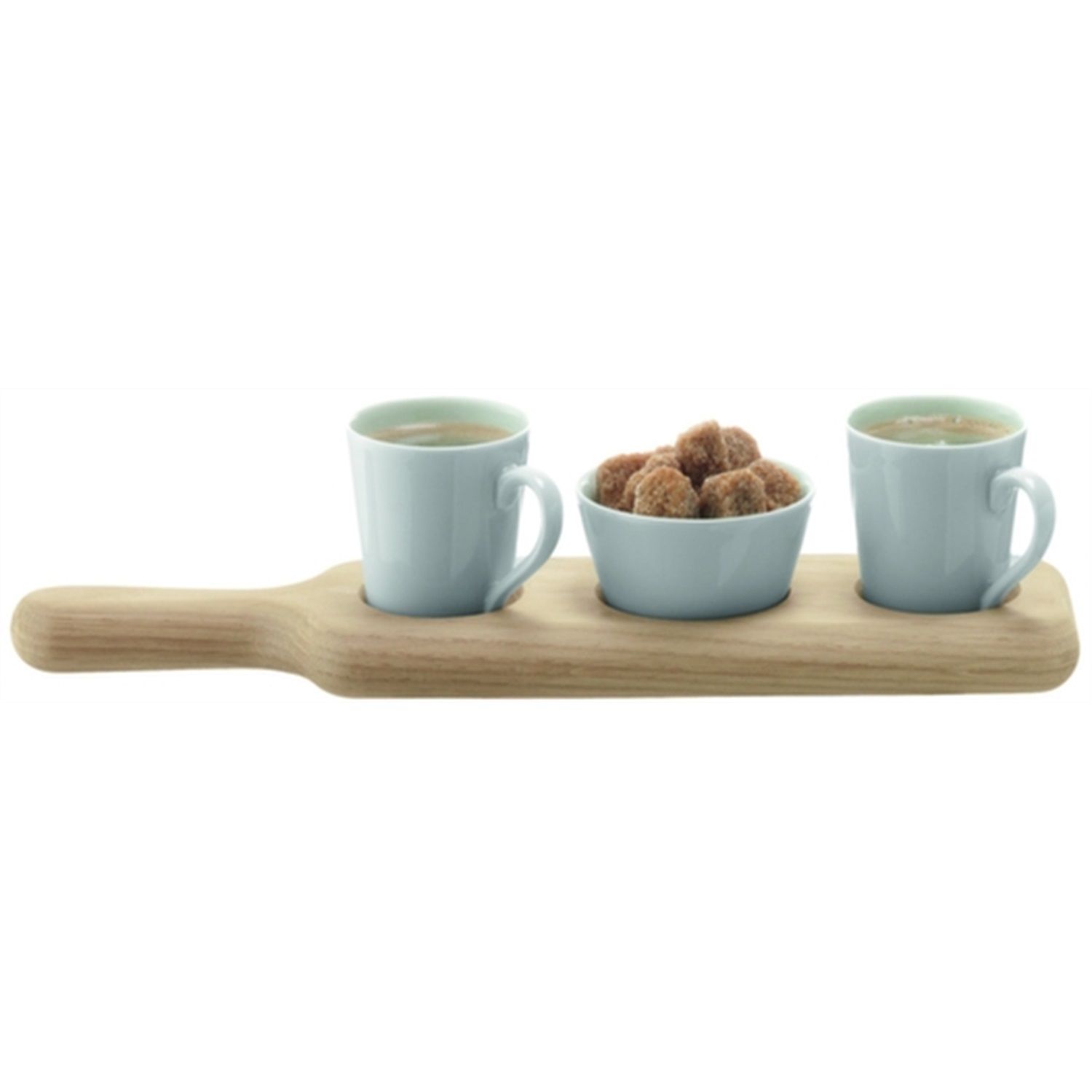 L.S.A. Paddle Duo Espresso Set - Met Houten Dienblad - Set van 3 Stuks - Wit