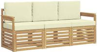 vidaXL - Bank loungeset - Massief acaciahout - Wit en crème - 4 zitplekken