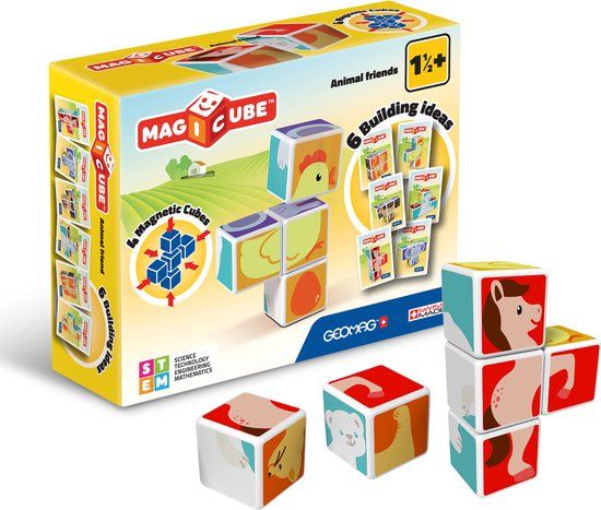 Geomag MagiCube Dierenvrienden - Magnetische Bouwblokken - 4-delig - Vanaf 2 jaar