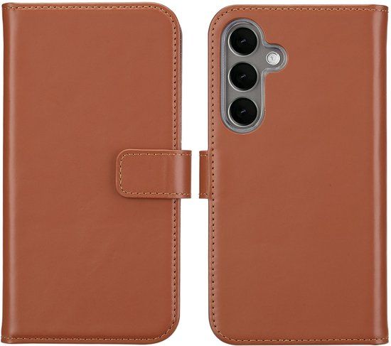 Selencia Echt Leren Bookcase voor de Samsung Galaxy S25 Plus - Lichtbruin