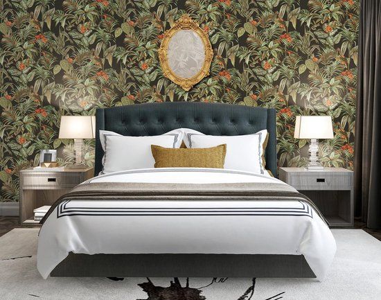 Dutch Wallcoverings Behang Bird-of-Paradise zwart | Vliesbehang | Jungle Print