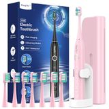 Sakura Rose Elektrische sonische tandenborstel voor dames en heren met 8 koppen, sonische tandenborstel voor volwassenen, 5 modi, IPX7 waterdicht, ultrasone tandenborstel, Sakura Rose